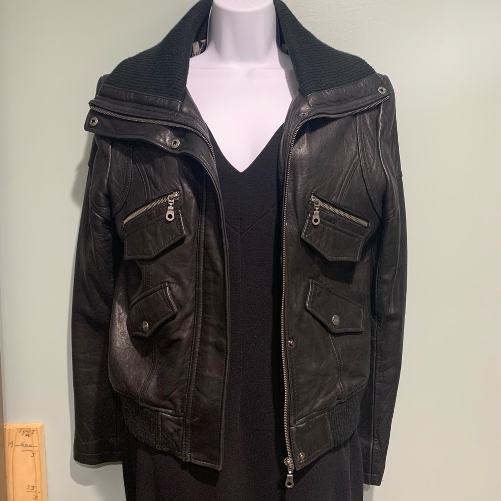 DKNY Black Leather Jacket M